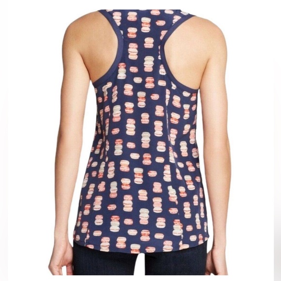 $148 NWT Joie Alicia Macaroon Silk Navy Multicolor Patterned Tank Top Medium - Picture 9 of 9